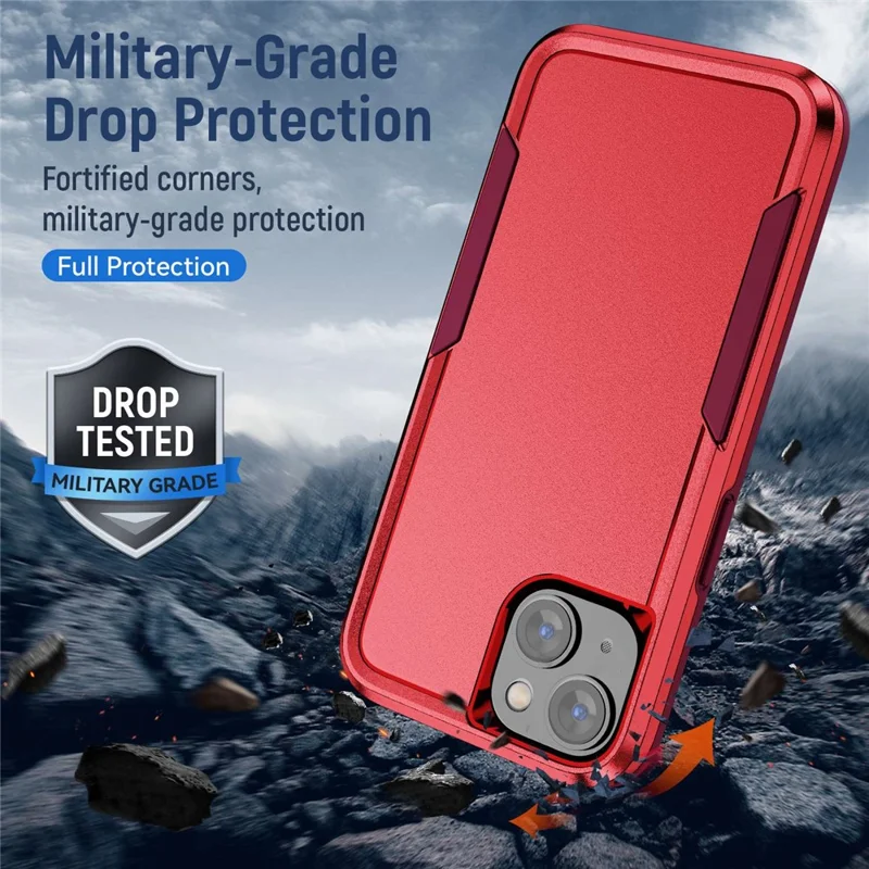 Shockproof Case for iPhone 14 6.1 inch, PC + TPU Phone Cover Anti-drop Back Protector Case - Red