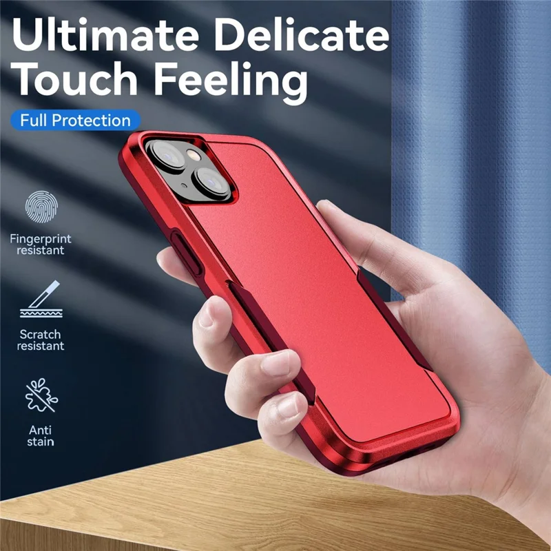 Shockproof Case for iPhone 14 6.1 inch, PC + TPU Phone Cover Anti-drop Back Protector Case - Red