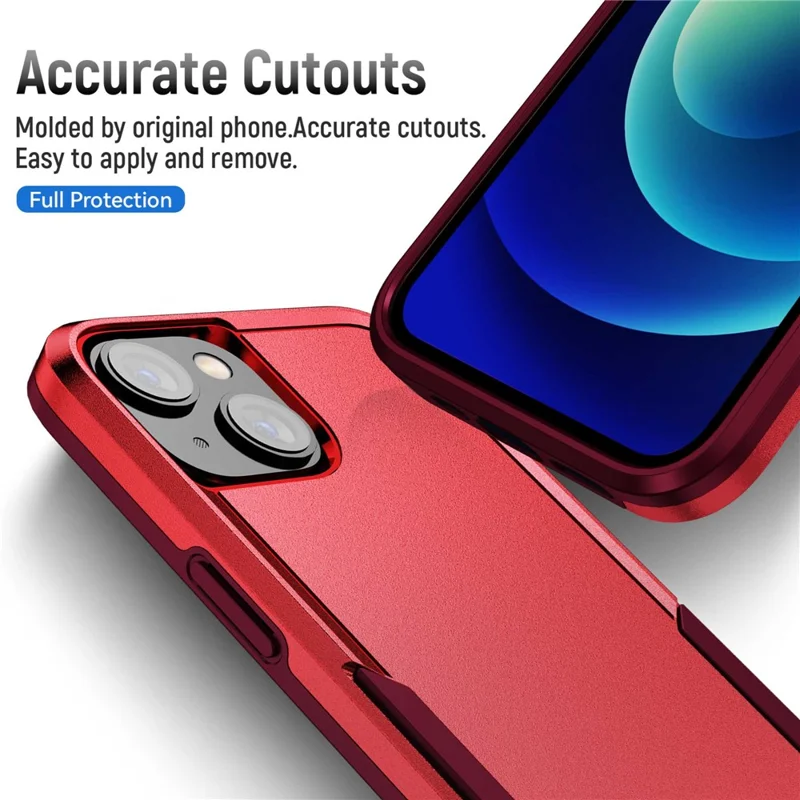 Shockproof Case for iPhone 14 6.1 inch, PC + TPU Phone Cover Anti-drop Back Protector Case - Red