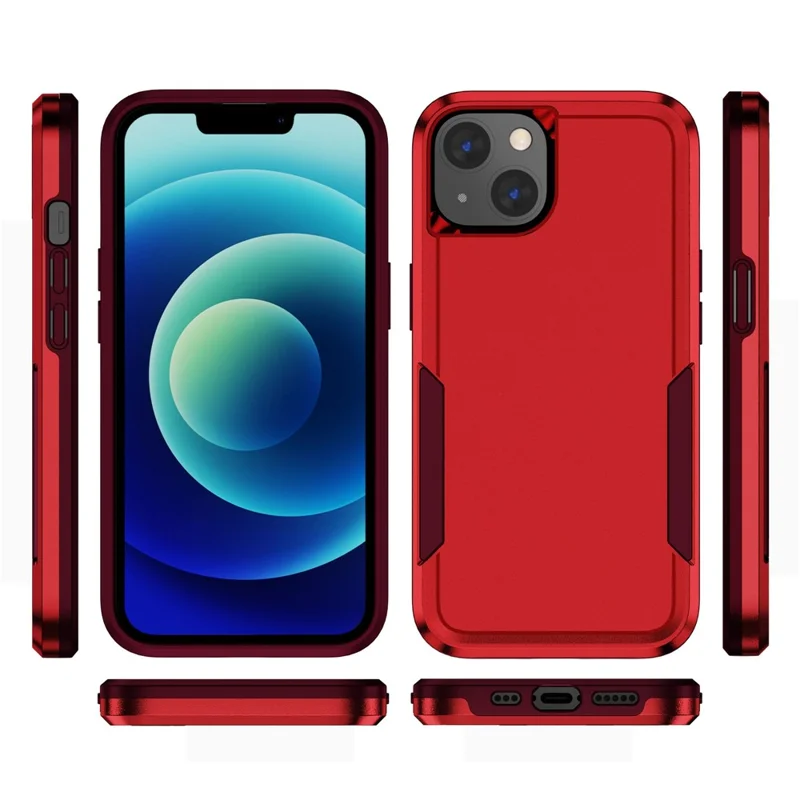 Shockproof Case for iPhone 14 6.1 inch, PC + TPU Phone Cover Anti-drop Back Protector Case - Red