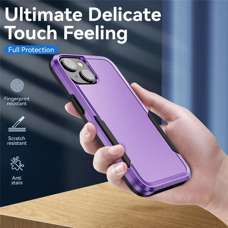 Shockproof Case for iPhone 14 6.1 inch, PC + TPU Phone Cover Anti-drop Back Protector Case - Purple  /  Black