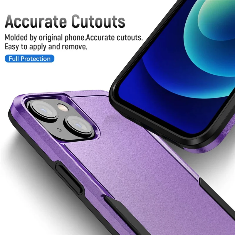 Shockproof Case for iPhone 14 6.1 inch, PC + TPU Phone Cover Anti-drop Back Protector Case - Purple  /  Black