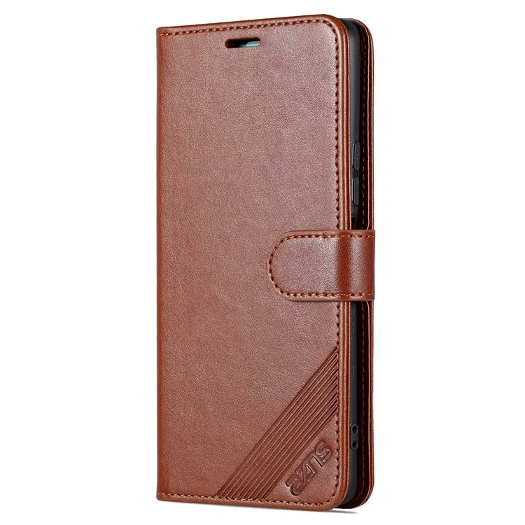 AZNS Easy Flip Wallet Case Pour Vivo Y77e 5G / Y77 5G, Protection Drop Protection Texturé en Cuir PU Téléphone Shell Shell - Brun