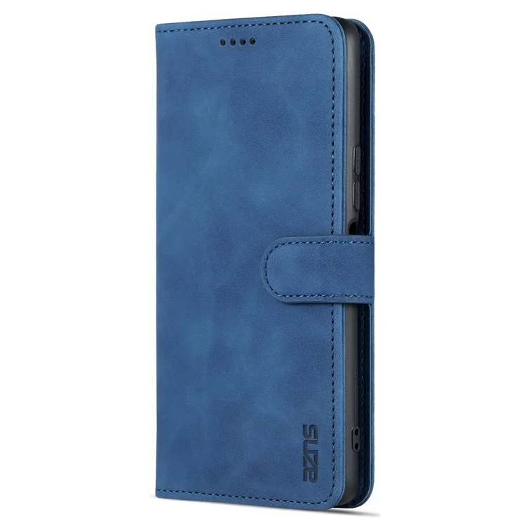 Azns Pour Vivo Y77e 5G / Y77 5G Téléphone Flip Cover PU Cuir en Cuir en Cuir Enduit TPU Étui Intérieur Avec Support - Bleu
