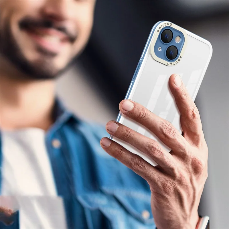 Для Iphone 14 Max 6,7 Дюйма Shock -resean Case PC+TPU Hybrid Phone Case со Стеклянной Крышкой - Синий