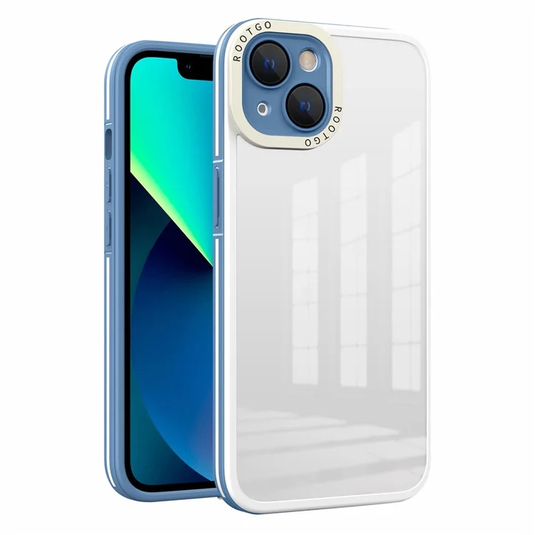 Pour Iphone 14 6,1 Pouces Case de Téléphone pc + Protecteur de Téléphone Hybride Tpu Hybride Avec Couvercle de la Lentille en Verre - Bleu
