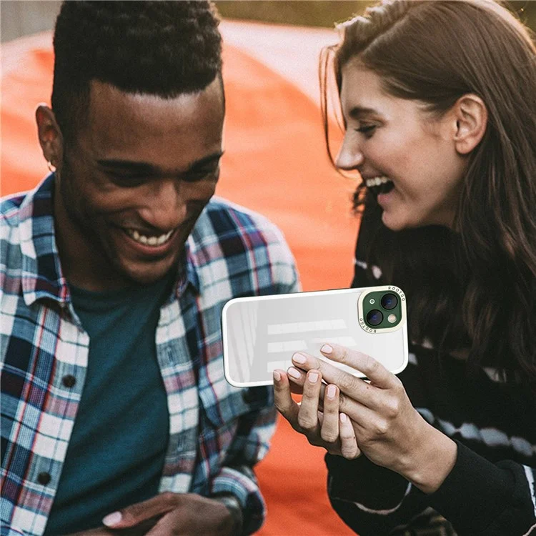 Para Iphone 14 6.1 Pulgadas Case de Teléfono PC+TPU Hybrid Shock -protector de Teléfono Con Tapa de Lente de Vidrio - Verde