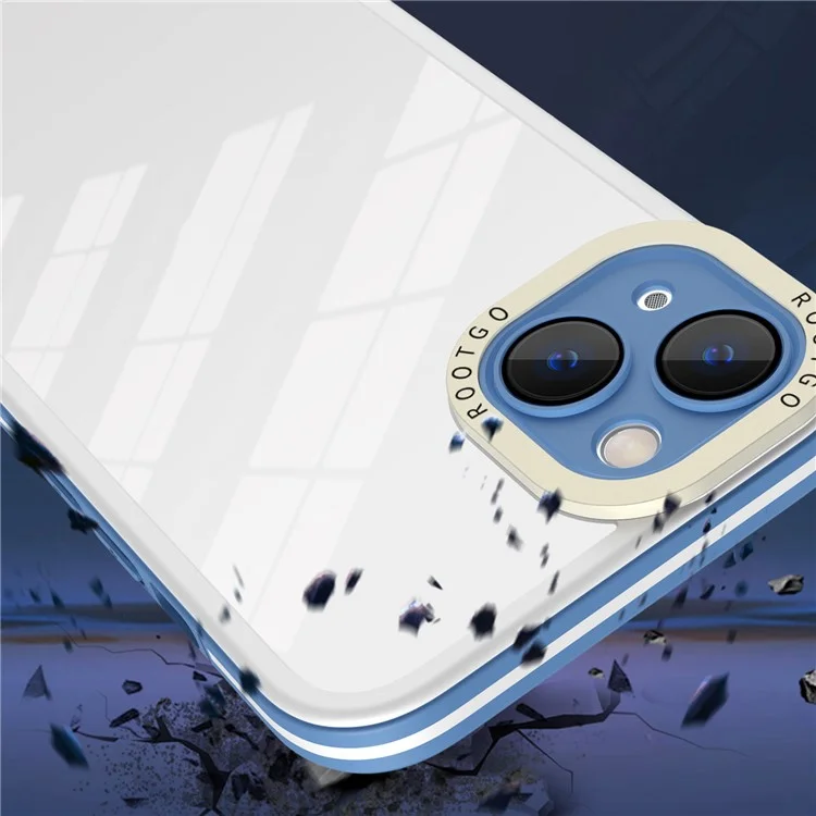Para Iphone 14 6.1 Pulgadas Case de Teléfono PC+TPU Hybrid Shock -protector de Teléfono Con Tapa de Lente de Vidrio - Verde