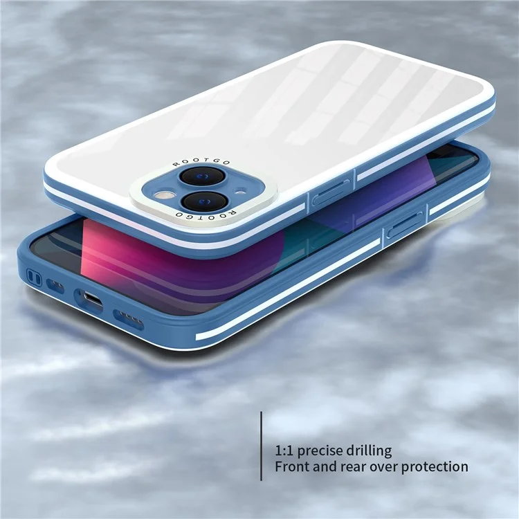 Para Iphone 14 6.1 Pulgadas Case de Teléfono PC+TPU Hybrid Shock -protector de Teléfono Con Tapa de Lente de Vidrio - Verde