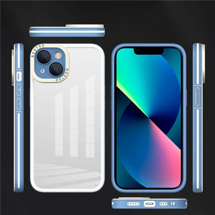 Para Iphone 14 6.1 Pulgadas Case de Teléfono PC+TPU Hybrid Shock -protector de Teléfono Con Tapa de Lente de Vidrio - Verde