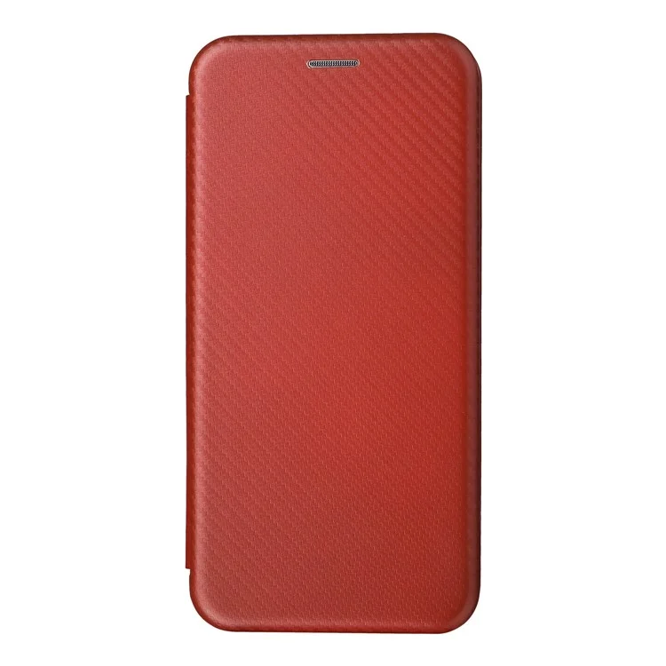 For OnePlus 10T 5G / Ace Pro 5G Carbon Fiber Texture Smartphone Case PU Leather Magnetic Auto-absorbed Stand Card Holder Function Phone Shell - Brown