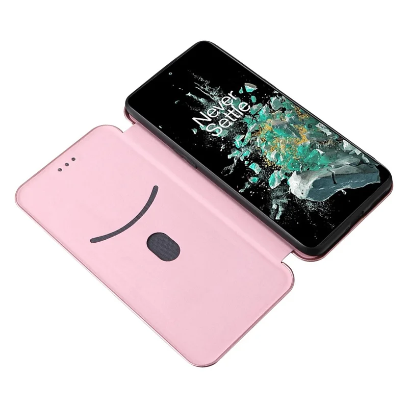 Funda de cuero PU con textura de fibra de carbono para OnePlus 10T 5G / Ace Pro 5G, función de soporte magnético con cierre automático y ranura para tarjetas - Dorado rosa