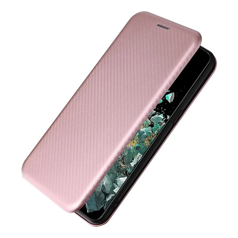 Funda de cuero PU con textura de fibra de carbono para OnePlus 10T 5G / Ace Pro 5G, función de soporte magnético con cierre automático y ranura para tarjetas - Dorado rosa