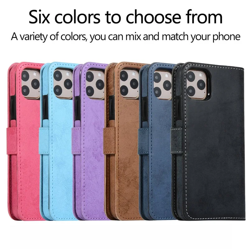 For iPhone 14 Pro 6.1 inch Matte Phone Back Shell Retro Style Magnetic Absorption Inner TPU Case+PU Leather Cover Wallet - Sky Blue