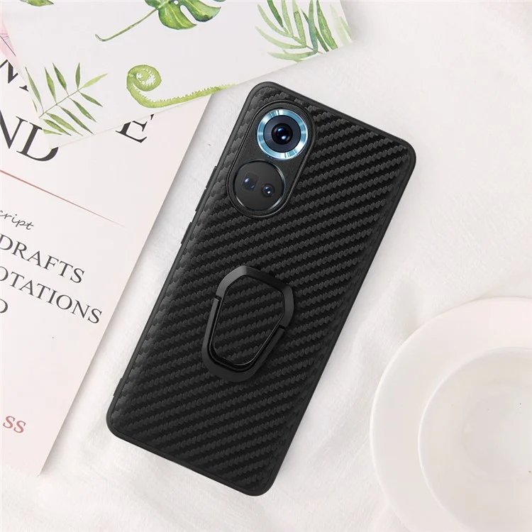 Funda protectora híbrida de cuero PU y PC duro con textura de fibra de carbono para Honor 70 5G 