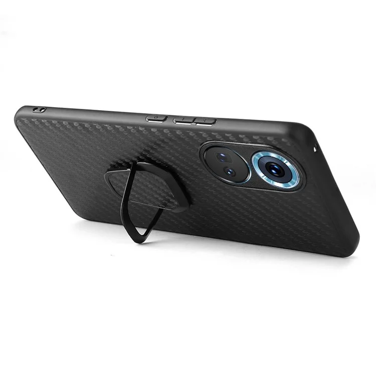 Funda protectora híbrida de cuero PU y PC duro con textura de fibra de carbono para Honor 70 5G 