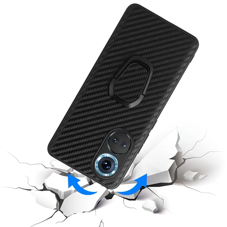 Funda protectora híbrida de cuero PU y PC duro con textura de fibra de carbono para Honor 70 5G 
