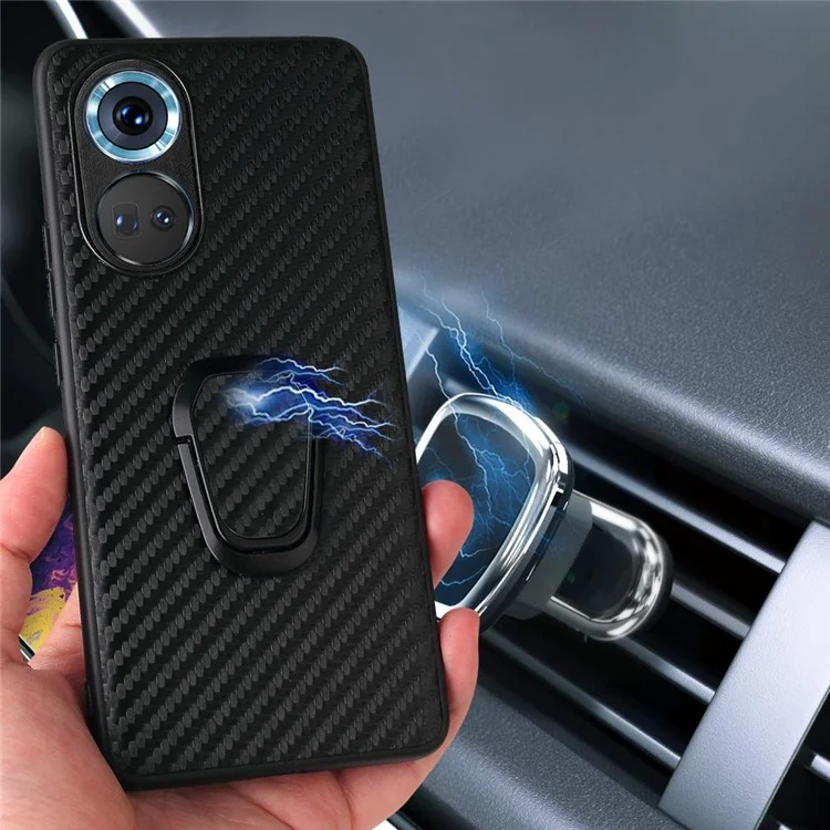 Funda protectora híbrida de cuero PU y PC duro con textura de fibra de carbono para Honor 70 5G 