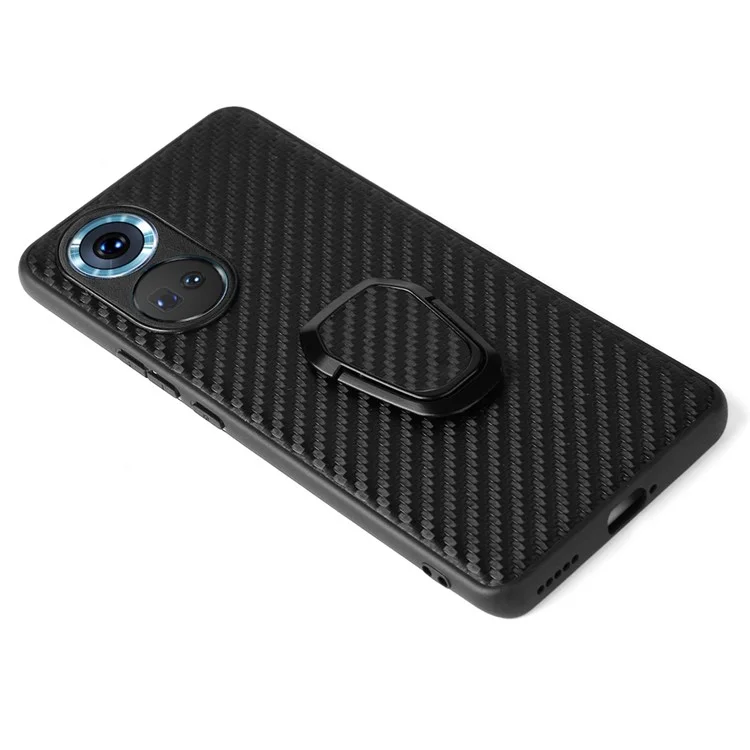 Funda protectora híbrida de cuero PU y PC duro con textura de fibra de carbono para Honor 70 5G 