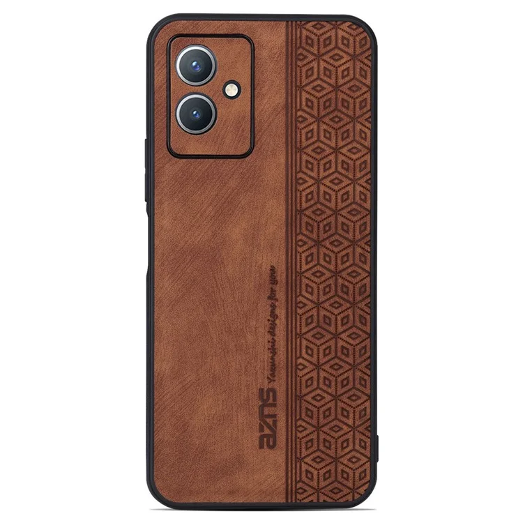 AZNS Para Vivo Y55 5G Slim Protector Trasero PU Cuero Recubierto TPU TPU Anti-drop Mobile Mobile Case - Marrón