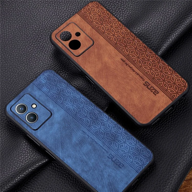 AZNS Para Vivo Y55 5G Slim Protector Trasero PU Cuero Recubierto TPU TPU Anti-drop Mobile Mobile Case - Marrón