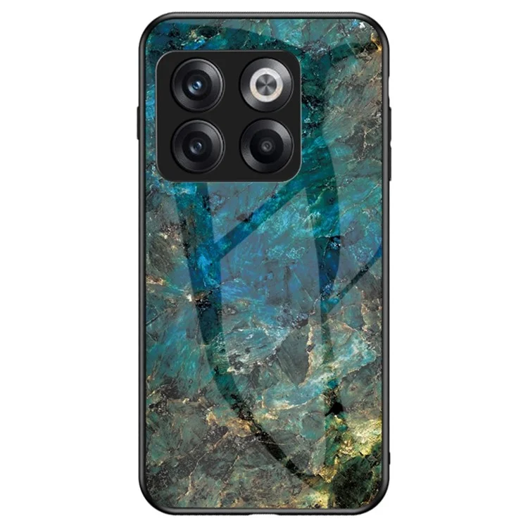 Pour OnePlus 10T 5G / Ace Pro 5G Coque de téléphone résistante aux chutes avec motif marbre Verre trempé + PC + Coque hybride en TPU - Marbre émeraude