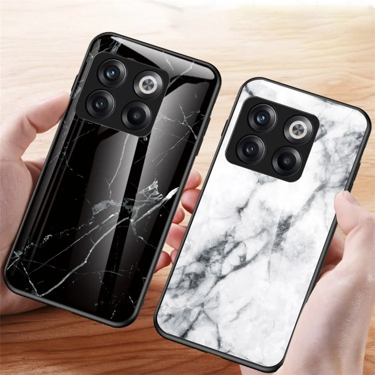 Pour OnePlus 10T 5G / Ace Pro 5G Coque de téléphone résistante aux chutes avec motif marbre Verre trempé + PC + Coque hybride en TPU - Marbre émeraude