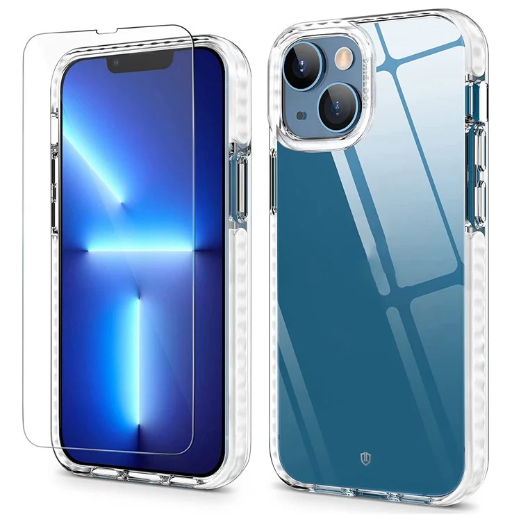 Clear Phone Case for iPhone 14 6.1 inch, Acrylic + TPU Anti-drop Cover with Tempered Glass Screen Protector