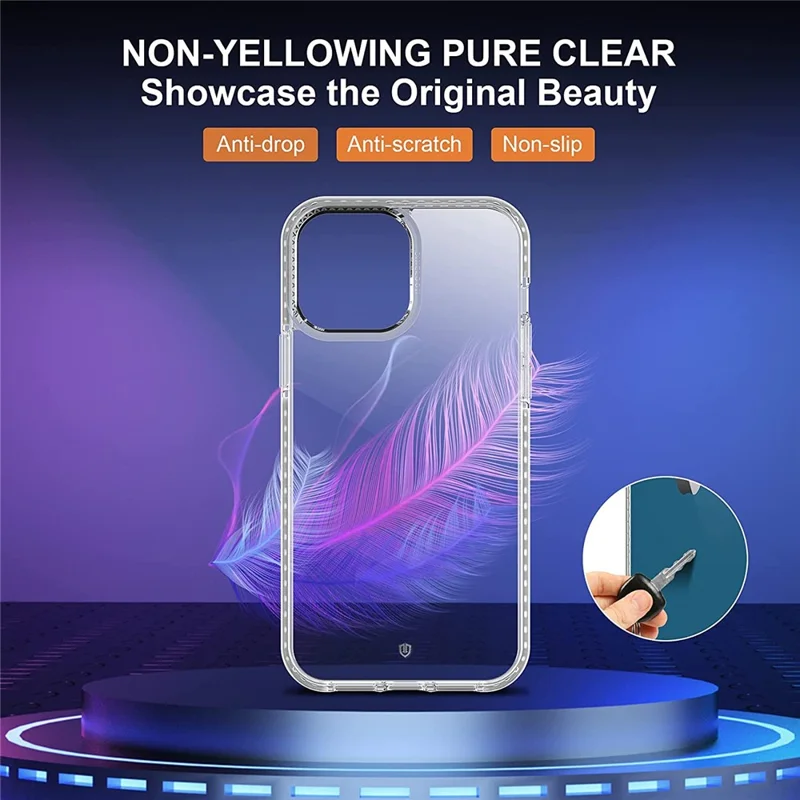 Clear Phone Case for iPhone 14 6.1 inch, Acrylic + TPU Anti-drop Cover with Tempered Glass Screen Protector