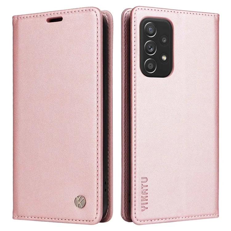 Yikatu Telefonhülle Für Samsung Galaxy A13 4G, YK- 001 Wear-resistente Magnetverschluss Phone Flip Leder Deckhilfe Brieftasche - Roségold