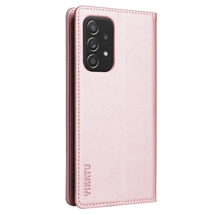 Yikatu Telefonhülle Für Samsung Galaxy A13 4G, YK- 001 Wear-resistente Magnetverschluss Phone Flip Leder Deckhilfe Brieftasche - Roségold