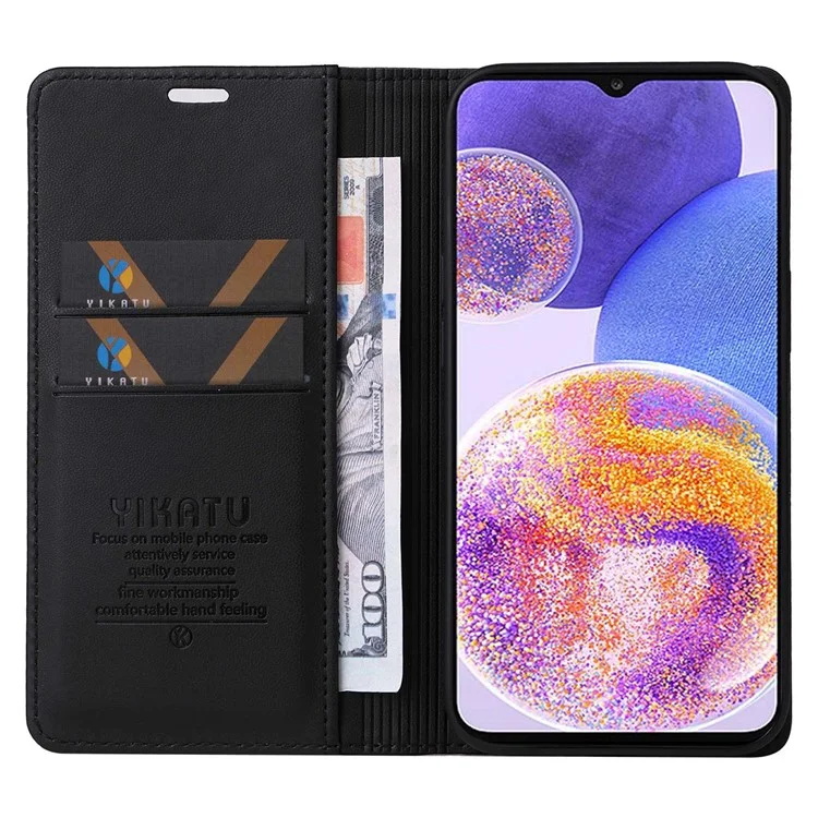 YIKATU Чехол для телефона для Samsung Galaxy A23 5G (Глобальная версия) / 4G / F23 5G / M23 5G / M13 4G, YK-001 Магнитное закрытие Стоячий телефон Кожаный кошелек Чехол - Черный