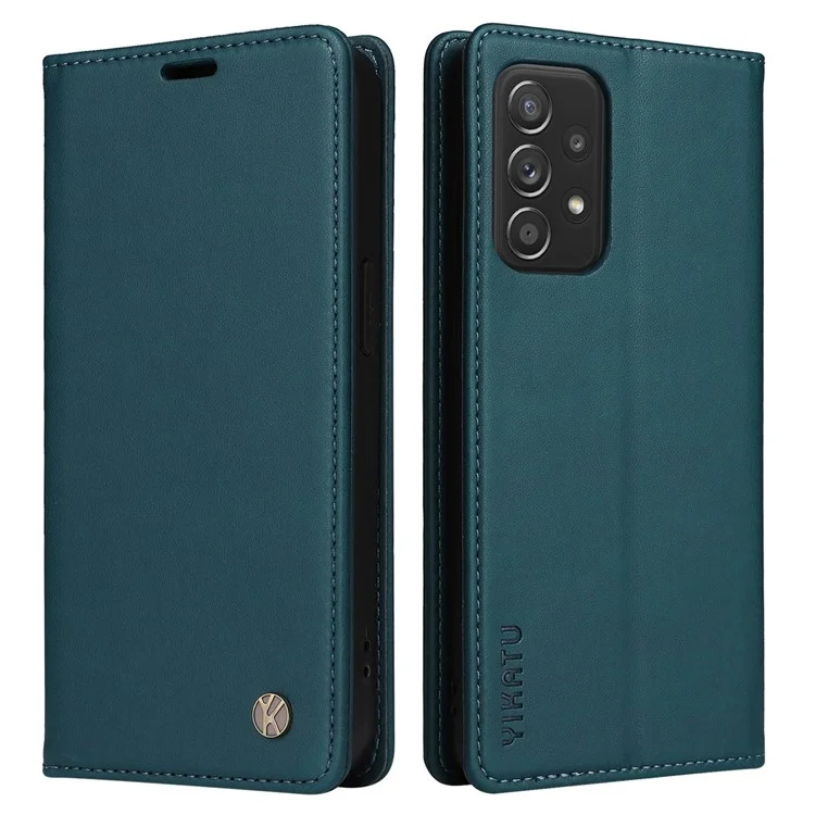YIKATU Phone Case for Samsung Galaxy A23 5G (Global Version) / 4G / F23 5G / M23 5G / M13 4G, YK- 001 Magnetic Closure Stand Phone Flip Leather Wallet Cover - Green