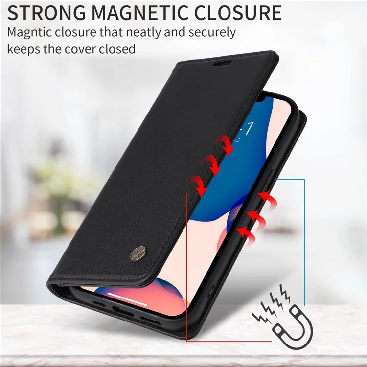 YIKATU YK- 001 Anti-fall Phone Cover for Samsung Galaxy A02s / A03s (164.2x75.9x9.1mm), PU Leather Wallet Case Stand Magnetic Closure Protective Shell - Black