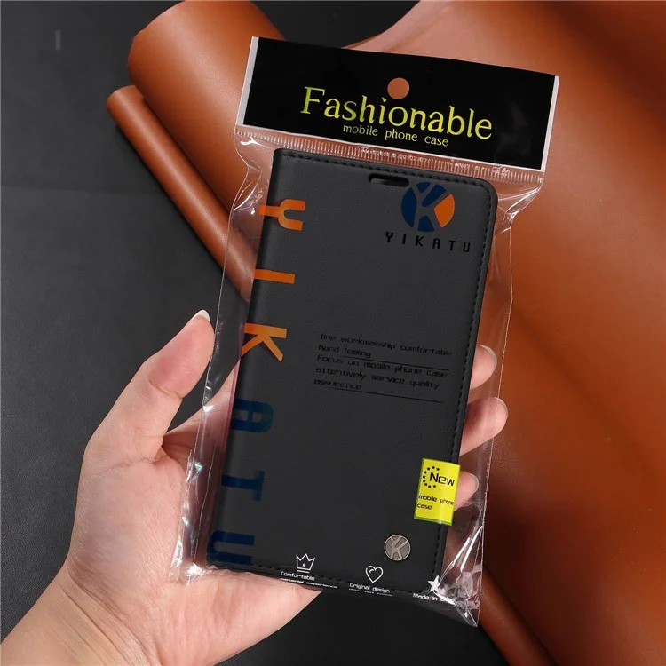 YIKATU YK- 001 Anti-fall Phone Cover for Samsung Galaxy A02s / A03s (164.2x75.9x9.1mm), PU Leather Wallet Case Stand Magnetic Closure Protective Shell - Black