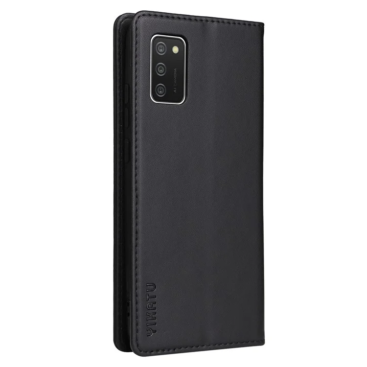 YIKATU YK- 001 Anti-fall Phone Cover for Samsung Galaxy A02s / A03s (164.2x75.9x9.1mm), PU Leather Wallet Case Stand Magnetic Closure Protective Shell - Black