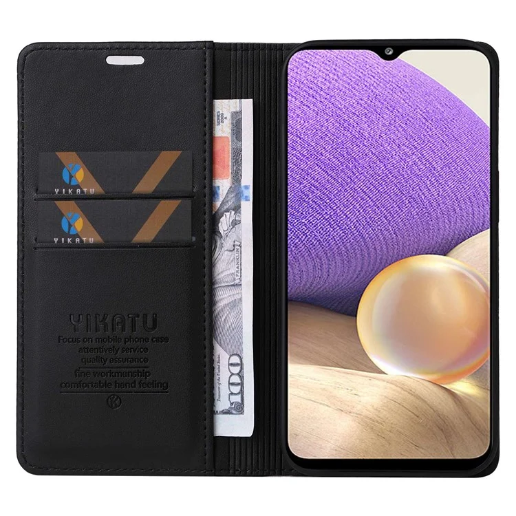 Yikatu Yk- 001 Pour Samsung Galaxy A32 5G / M32 5G PU en Cuir Portefeuille Support de Support Automatique Couverture de Téléphone Anti-dépôt Magnétique - le Noir