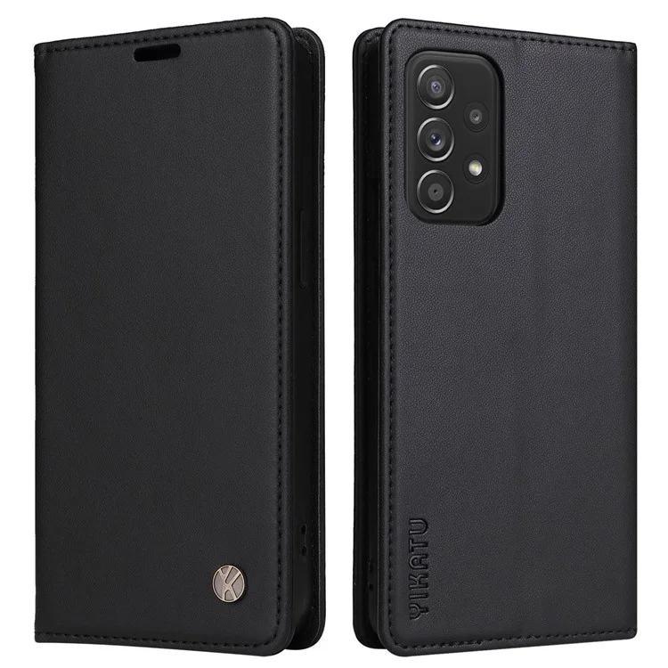 Yikatu YK- 001 Para Samsung Galaxy A52 5G / 4g / A52s 5g de Capa de Couro de Fechamento Automático 5g Tampa de Telefone - Preto