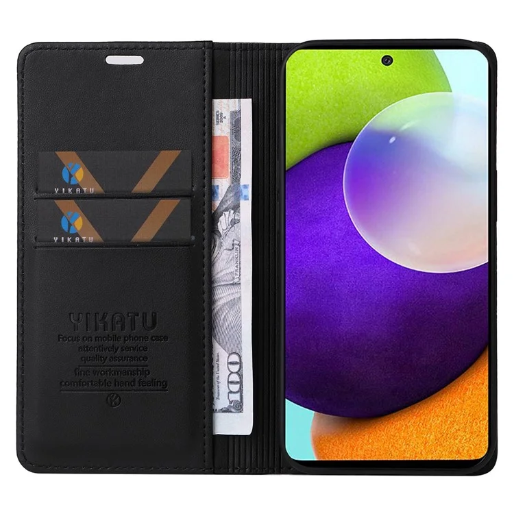 Yikatu YK- 001 Para Samsung Galaxy A52 5G / 4g / A52s 5g de Capa de Couro de Fechamento Automático 5g Tampa de Telefone - Preto