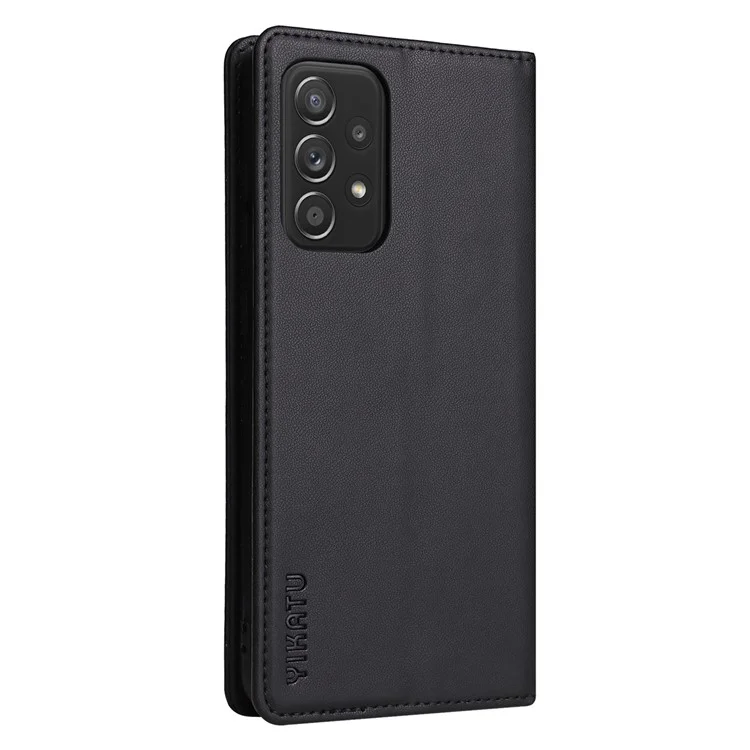 Yikatu YK- 001 Para Samsung Galaxy A52 5G / 4g / A52s 5g de Capa de Couro de Fechamento Automático 5g Tampa de Telefone - Preto