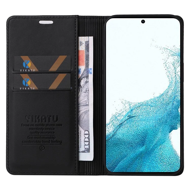Yikatu YK- 001 Para Samsung Galaxy S22 5G Tampa de Phone Magnetic Auto-fechamento pu - Preto