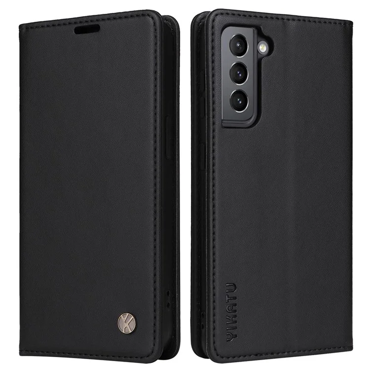 YIKATU YK- 001 pour Samsung Galaxy S21 4G / 5G Étui portefeuille en cuir PU avec fermeture magnétique auto-absorption Étui à rabat - Noir
