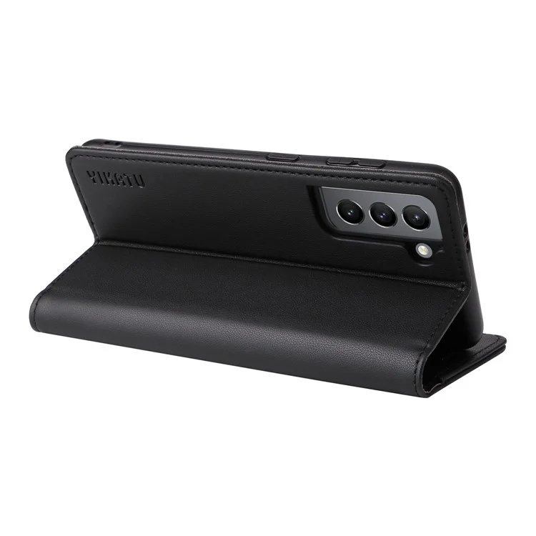 YIKATU YK- 001 pour Samsung Galaxy S21 4G / 5G Étui portefeuille en cuir PU avec fermeture magnétique auto-absorption Étui à rabat - Noir