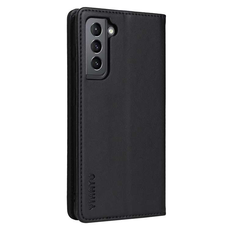 YIKATU YK- 001 pour Samsung Galaxy S21 4G / 5G Étui portefeuille en cuir PU avec fermeture magnétique auto-absorption Étui à rabat - Noir