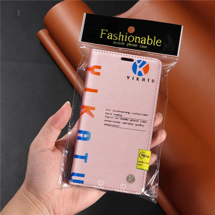 YIKATU YK- 001 for Samsung Galaxy S21 4G / 5G PU Leather Magnetic Auto-absorbed Phone Cover Wallet Stand Folio Flip Case - Rose Gold