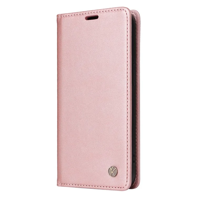 YIKATU YK- 001 for Samsung Galaxy S21 4G / 5G PU Leather Magnetic Auto-absorbed Phone Cover Wallet Stand Folio Flip Case - Rose Gold