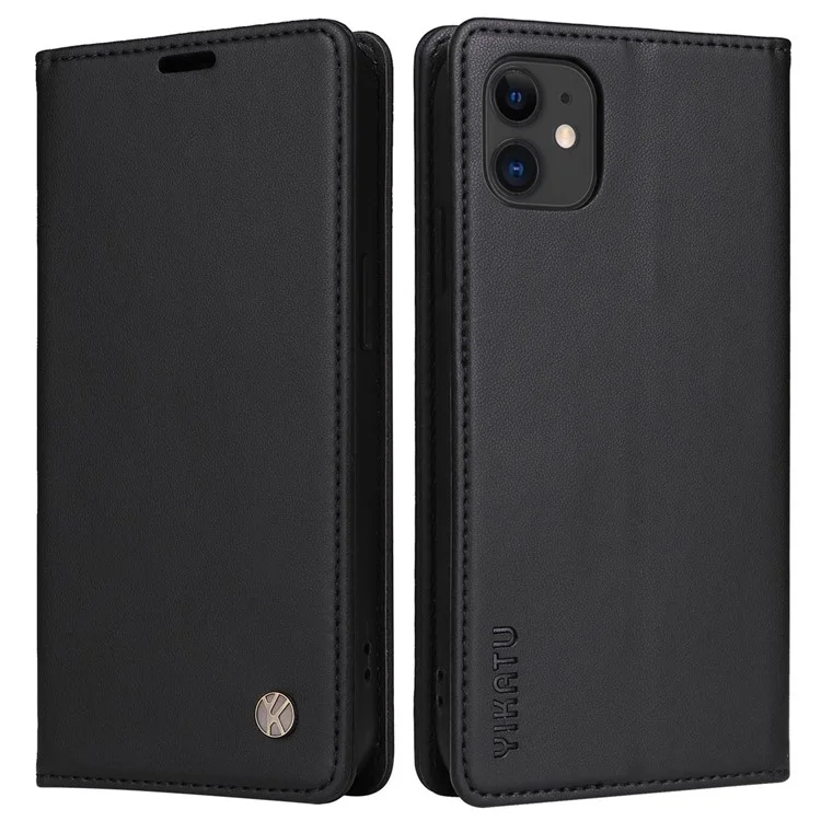 Yikatu Yk- 001 Stand Wallet Hülle Für Iphone 11 6,1 Zoll, Magnetisches Auto-schließ-pu-leder-tpu-drop-proof-folio-flip-gehäuse - Schwarz