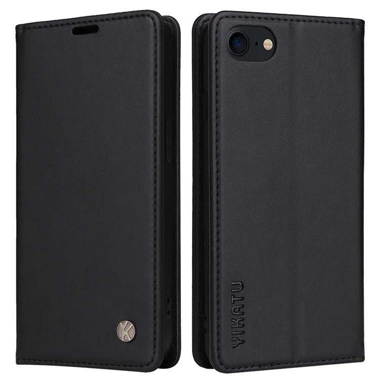 YIKATU YK- 001 für iPhone 6 / 7 / 8 4,7 Zoll / SE (2020) / (2022) Magnetische automatische Schließung Leder Geldbörse Stand Kratzer beständige Telefonabdeckung - Schwarz