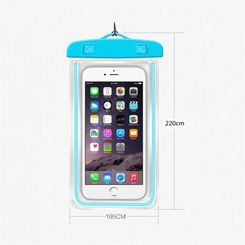 TPU Fluorescent Waterproof Bag for Under 7.2-inches Luminous Cell Phone Beach Pool Phone Dry Bag - Green