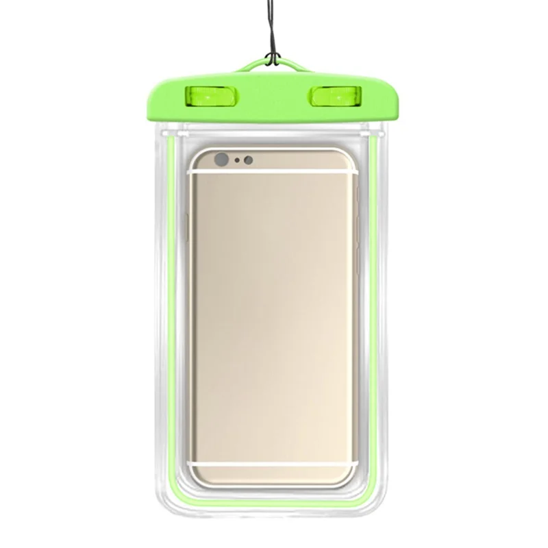 TPU Fluorescent Waterproof Bag for Under 7.2-inches Luminous Cell Phone Beach Pool Phone Dry Bag - Green